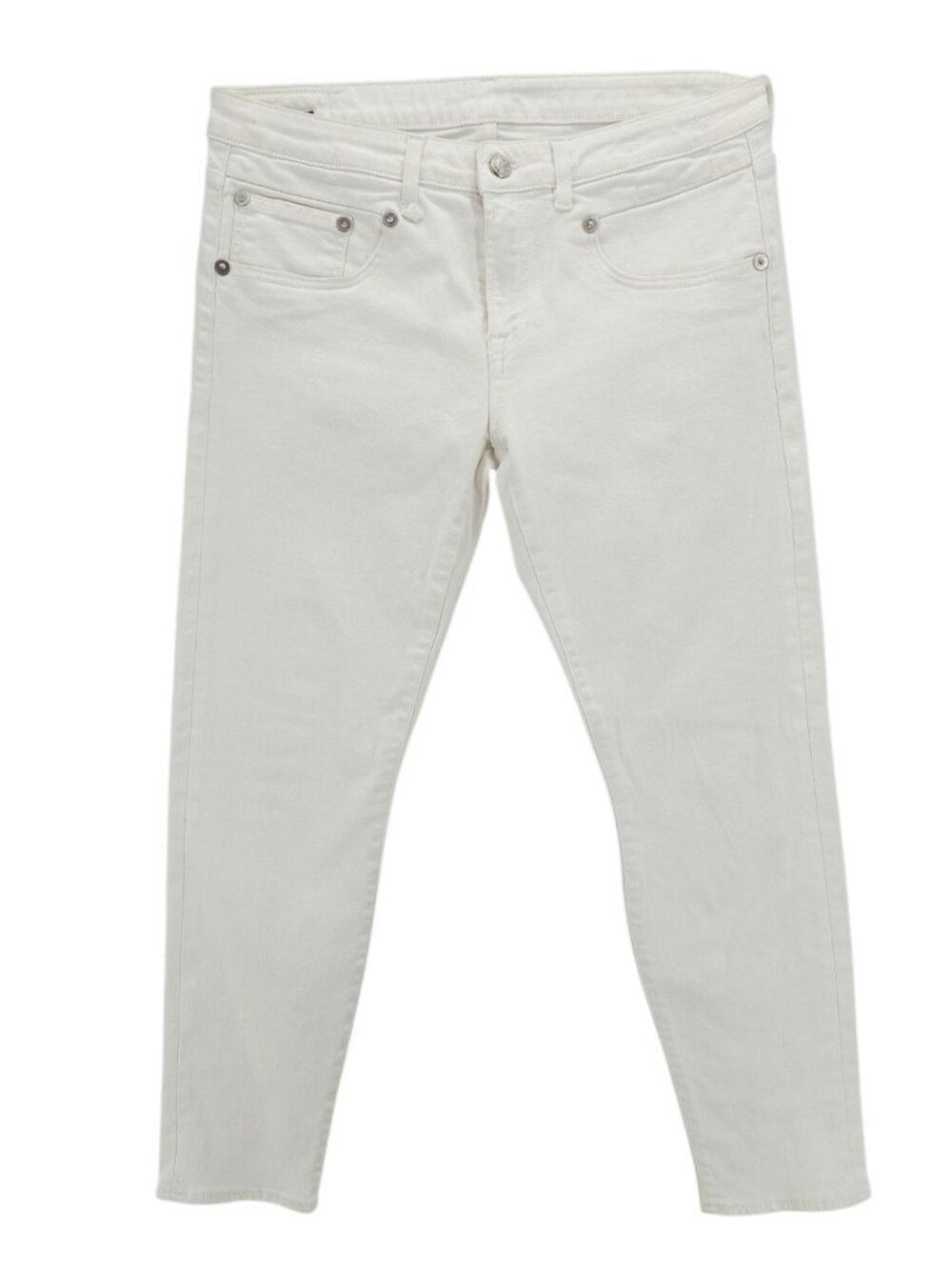 R13 Boy Skinny Jeans White Riot Wash Cotton Blend Stretch MADE IN ITALY Size 29
